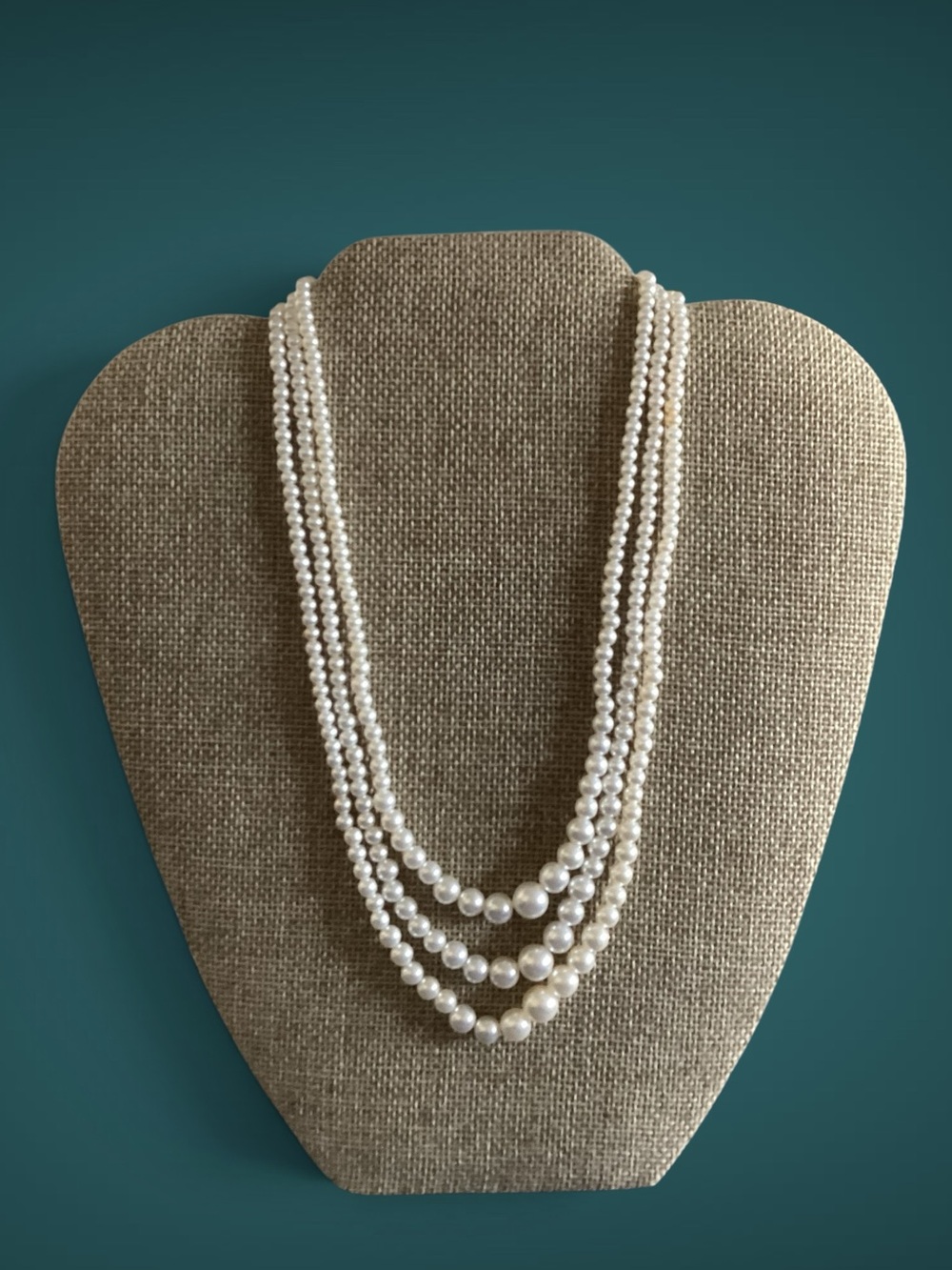 1940’s Three Strand Faux Pearl Necklace